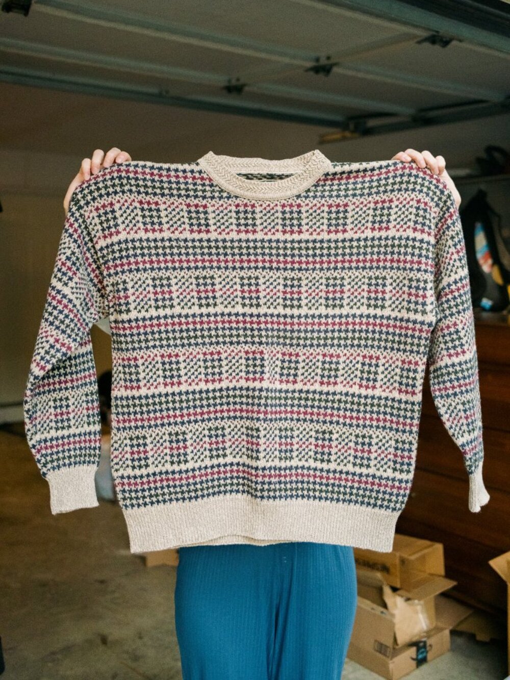 Vintage Oversized Saddlebred Sweater with Patten